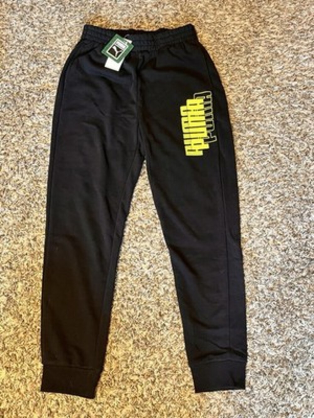 Puma Black Pull On Joggers Sweatpants Youth Boy's Size L 14/16 NEW